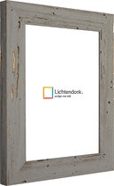 Fotolijst - Fotokader Grijs Verouderd Hout - met echte houtworm gaatjes - Fotomaat 20x20 - Helder glas - Art.nr. 1009968420202