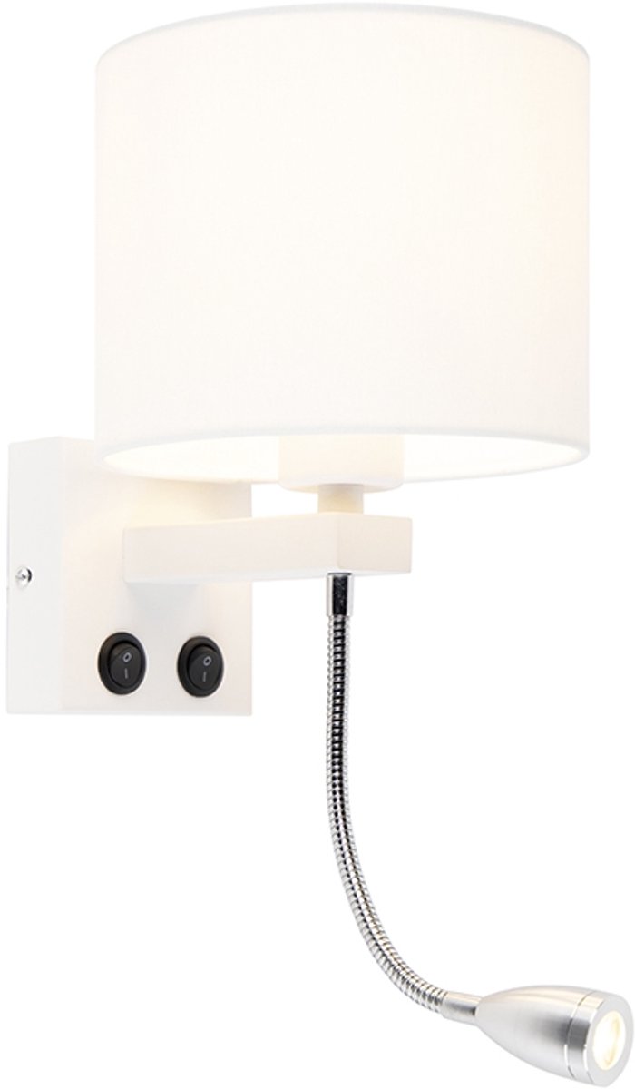 Qazqa moderne wandlamp - Brescia Combi - wit, rond, max. 60W, geschikt voor led, 2-lichts, 42cm, ideaal als keuken, slaapkamer en woonkamer lamp