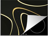 KitchenYeah® Inductie beschermer 60x52 cm - Gouden golven op een zwarte achtergrond - Kookplaataccessoires - Afdekplaat voor kookplaat - Inductiebeschermer - Inductiemat - Inductieplaat mat