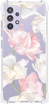 GSM Hoesje Geschikt voor Samsung Galaxy A32 4G | A32 5G Enterprise Editie Leuk TPU Back Cover met transparante rand Mooie Bloemen