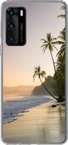 Geschikt voor Huawei P40 hoesje - Strand - Zonsondergang - Tropisch - Siliconen Telefoonhoesje