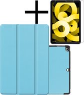 iPad Air 2022 Hoesje Plus Screenprotector Book Case Cover Plus Screen Protector - Licht Blauw