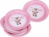 bordjes Donkey meisjes 23 cm karton roze 8 stuks