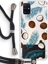 Case Company® - Samsung Galaxy A51 4G hoesje met Koord - Kokosnoot - Telefoonhoesje met Zwart Koord - Bescherming aan alle Kanten en Over de Schermrand