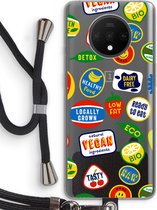Case Company® - OnePlus 7T hoesje met Koord - Fruitsticker - Telefoonhoesje met Zwart Koord - Bescherming aan alle Kanten en Over de Schermrand