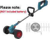 Elektrische grasmaaier - 21V draadloze grastrimmer - in lengte verstelbare snijder - pak voor Makita 18V-batterij - met wiel - geen batterij