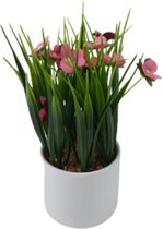 Trendy Vaasje met kunst bloemen - Roze - Keramiek - Madeliefje - Pasen - Easter - Lente