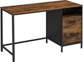 bureau met laden, Computertafel met archiefkast,130 x 55 x 75 cm, vintage bruin-zwart LWD052B01YC