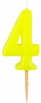 cijferkaars 4 wax 14 cm geel