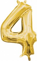 ballon cijfer 4 folie 40 cm goud