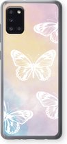 Case Company® - Samsung Galaxy A31 hoesje - White butterfly - Soft Cover Telefoonhoesje - Bescherming aan alle Kanten en Schermrand