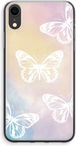 Case Company® - iPhone XR hoesje - White butterfly - Soft Cover Telefoonhoesje - Bescherming aan alle Kanten en Schermrand