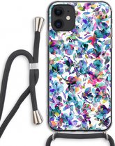 Case Company® - iPhone 11 hoesje met Koord - Hibiscus Flowers - Telefoonhoesje met Zwart Koord - Extra Bescherming aan alle Kanten en Over de Schermrand