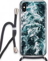 Case Company® - iPhone XS hoesje met Koord - Zee golf - Telefoonhoesje met Zwart Koord - Extra Bescherming aan alle Kanten en Over de Schermrand