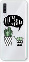 Case Company® - Samsung Galaxy A70 hoesje - Hey you cactus - Soft Cover Telefoonhoesje - Bescherming aan alle Kanten en Schermrand