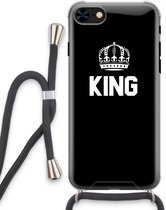 Case Company® - iPhone 8 hoesje met Koord - King zwart - Telefoonhoesje met Zwart Koord - Extra Bescherming aan alle Kanten en Over de Schermrand