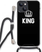 Case Company® - iPhone 13 mini hoesje met Koord - King zwart - Telefoonhoesje met Zwart Koord - Extra Bescherming aan alle Kanten en Over de Schermrand