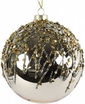 kerstbal kelly 12 cm glas zilver/goud