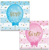 servetten Gender Reveal 25 x 25 cm blauw/roze 16 stuks
