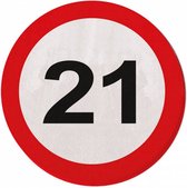 servetten verkeersbord 21 jaar 33 cm rood/wit 20 stuks