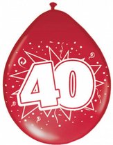 ballon 40 jaar 30 cm latex rood 8 stuks