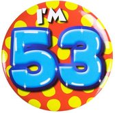 button I'm 53 staal 5,5 cm rood/geel/blauw