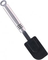 spatel 24 cm staal/siliconen zwart/zilver
