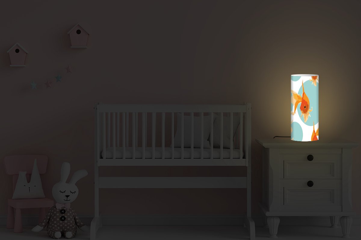 Lamp - Nachtlampje - Tafellamp slaapkamer - Goudvis - Dieren - Bubbel - Patronen - 54 cm hoog - Ø22.9 cm - Inclusief LED lamp