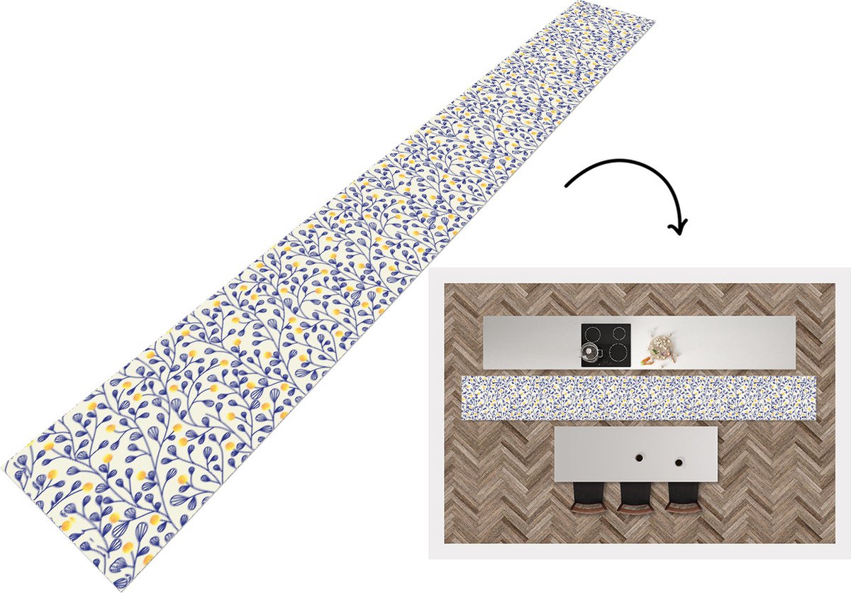 KitchenYeah Keukenloper - Keukenmat - Patronen - Geel - Minimalistisch - Keuken vloerkleed, foto 3