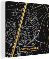 Canvas Schilderij Oost Souburg - Plattegrond - Stadskaart - Kaart - Black and Gold - 90x90 cm - Wanddecoratie