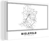 Canvas Schilderij Stadskaart – Plattegrond – Duitsland – Zwart Wit – Bielefeld – Kaart - 90x60 cm - Wanddecoratie
