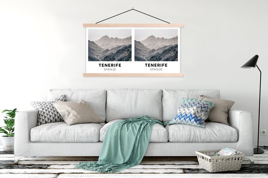 Porte-affiche avec affiche - Affiche scolaire - Tenerife - Espagne - Montagnes - 120x60 cm - lattes vierges
