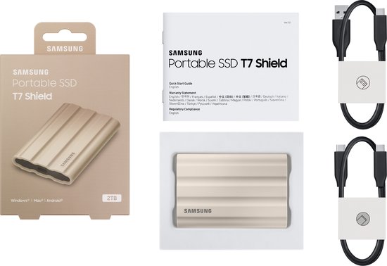 Samsung T7 Shield 1 To Beige - SSD externe portable USB-C & USB-A - Disque  dur externe - Samsung