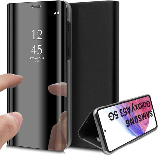 Hoesje geschikt voor Samsung Galaxy A53 - Book Case Spiegel Wallet Cover Hoes Zwart