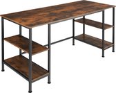 Bol.com tectake® Bureau - Computerbureau met 4 planken - Bureautafel van hout en metaal - Industrieel design - Zwart metalen fra... aanbieding