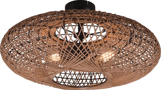 LED Plafondlamp - Plafondverlichting - Trion Hetra - E27 Fitting - 2-lichts - Rond - Mat Zwart - Aluminium