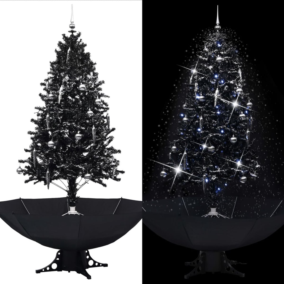 Medina Kerstboom sneeuwend met paraplubasis 190 cm PVC zwart