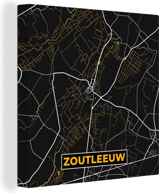 canvas-schilderij-plattegrond-kaart-zoutleeuw-stadskaart-goud