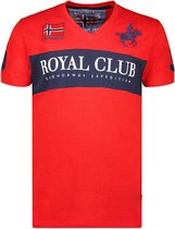 T-shirt V-hals Hals Rood Royal Club Geographical Norway - L