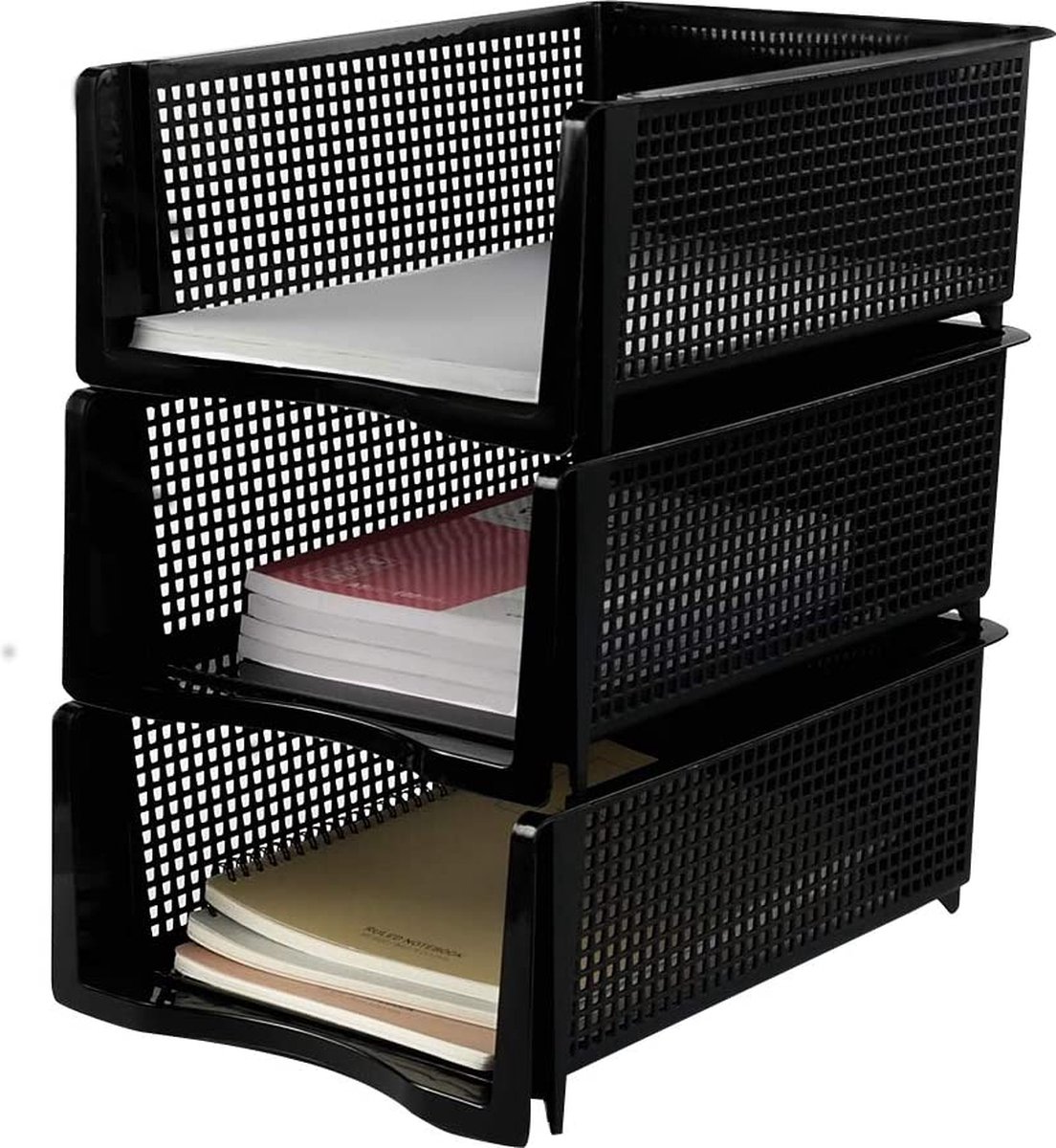 Online Europe Postbakje Zwart set van 3 stuks, Opening 25cm x 33cm x 13cm (B13)