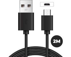 WiseQ - Micro USB Kabel 2 Meter - Ook geschikt Voor Xbox One en Playstation 4 - Micro-USB Oplaadkabel - Zwart