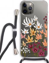 Case Company® - iPhone 12 Pro hoesje met Koord - Painted wildflowers - Telefoonhoesje met Zwart Koord - Extra Bescherming aan alle Kanten en Over de Schermrand