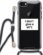 Case Company® - iPhone 7 hoesje met Koord - Don't give a shit - Telefoonhoesje met Zwart Koord - Extra Bescherming aan alle Kanten en Over de Schermrand