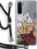 Case Company® - OnePlus Nord hoesje met Koord - Painted wildflowers - Telefoonhoesje met Zwart Koord - Bescherming aan alle Kanten en Over de Schermrand