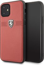 Ferrari Leather Back Cover Off Track Grained voor Apple iPhone 11 (6.1") - Rood