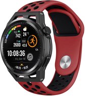 Siliconen Smartwatch bandje - Geschikt voor Strap-it Huawei Watch GT Runner sport band - rood/zwart - GT Runner - 22mm - Strap-it Horlogeband / Polsband / Armband