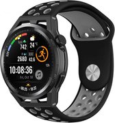 Siliconen Smartwatch bandje - Geschikt voor Strap-it Huawei Watch GT Runner sport band - zwart/grijs - GT Runner - 22mm - Strap-it Horlogeband / Polsband / Armband