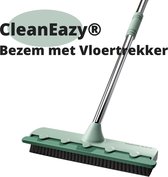 CleanEazy® Bezem met Vloertrekker – 2 in 1 – Multifunctioneel – Tegels – Watertrekker – Schoonmaak – Droge en Natte Reiniging – Uitschuifbaar