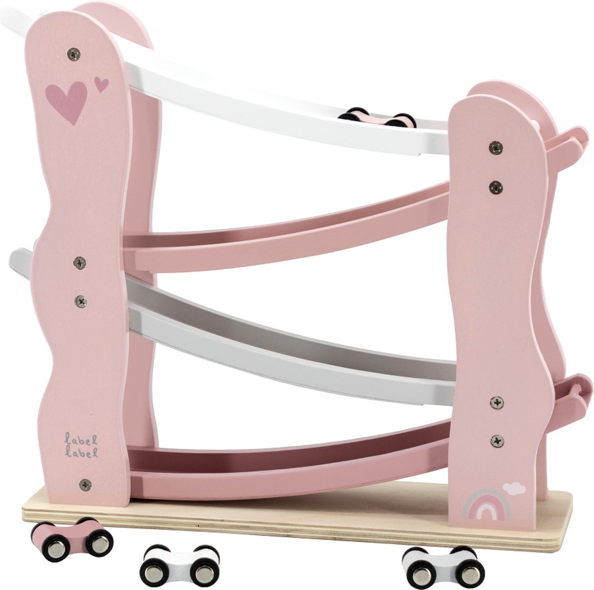 Label Label - Houten Autobaan - Houten speelgoed - Roze