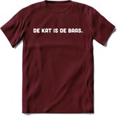 Kattenbaas - Katten T-Shirt Kleding Cadeau | Dames - Heren - Unisex | Kat / Dieren shirt | Grappig Verjaardag kado | Tshirt Met Print | - Burgundy - S